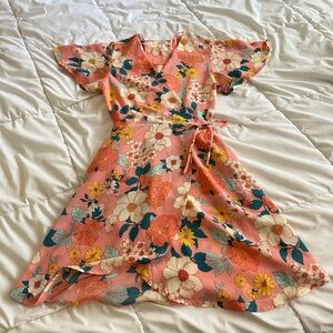 Monteau Pink Floral Flowy Dress Size Small (Like New) Spring Dress